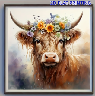 Preview: Diamond Painting Hochlandrind mit Kopfschmuck